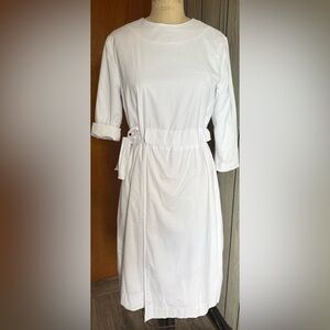 Elegant White Cotton sife tie Dress in xs
